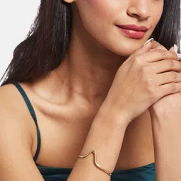ATIBELLE Set Of 3 Gold-Plated Beaded & Twisted Shaped Wooden Bangles image 3