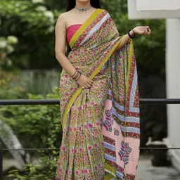 JAINICA Floral Pure Cotton Saree-picture-44
