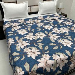 Pure Decor Blue & White Floral Microfiber AC Room 350 GSM Double Bed Comforter-image-32