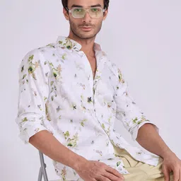 Espanshe Tailored Fit Floral Printed Long Sleeves Cotton Shirt-image-90