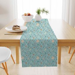 STITCHNEST Blue & White Printed Table Runner-12