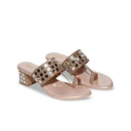 Koblerr Embellished PU Ethnic Block Sandals-image-17