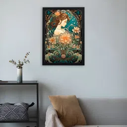 Giftii Beige & Green Printed Wooden Framed Wall Art-17