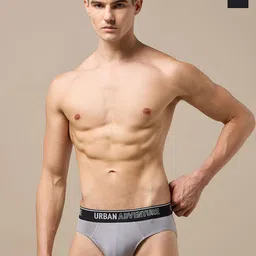 URBAN ADVENTURE 2-Pcs Mid-Rise Anti Bacterial Basic Briefs 2UAM-002(BLACK-LIGHT GREY)-image-17