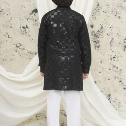 Aj DEZInES Boys Ethnic Motifs Embroidered Regular Sequinned Kurta with Pyjamas image 2