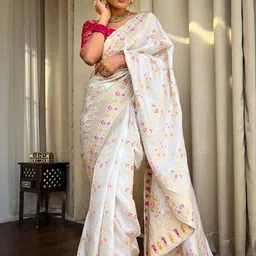 Aldwych Ethnic Motifs Woven Design Zari Banarasi Saree-picture-16