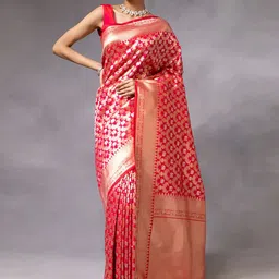 BerMondsey Ethnic Motifs Woven Design Zari Banarasi Saree-image-55