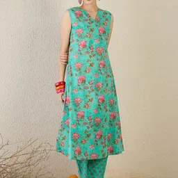 Indo Era Printed Pure Cotton Tunic With Trousers Co-Ords-picture-49