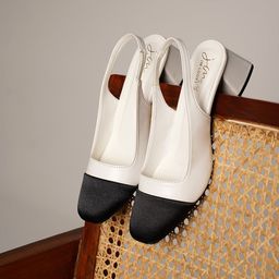 JM Looks Colourblocked Two-Tone Slingback Block Heel Pumps-image-102