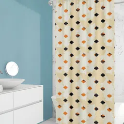 ArtzFolio Beige & Black Printed Waterproof Shower Curtain-image-70