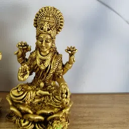 Aakrati Gold-Toned 2 Pieces Laxmi Ganesh Religious Idol Showpieces-image-25