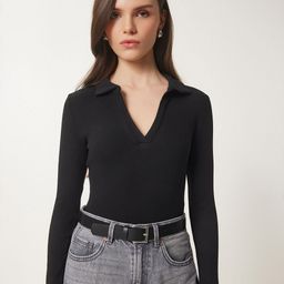 Happiness istanbul Women Ribbed Shirt Style Top-image-97