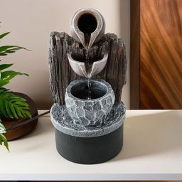 Ekhasa Grey & Black Textured Cascade Waterfall Fountain-18