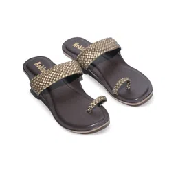 Koblerr Women Textured Open Toe Flats-image-105