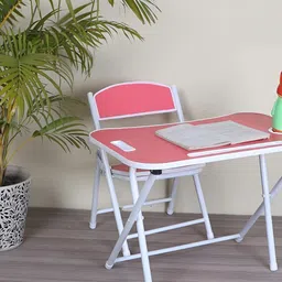 The Tickle Toe Kids Pink & White Wooden & Metal Foldable Study Table-picture-9