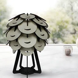 OLIVE TREE Cream-Coloured Abstract Shaped Wood Table Lamp-45