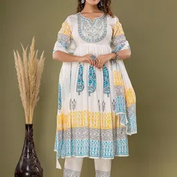 Aralia Women Ethnic Motifs Emboridered Pure Cotton Kurta with Trousers & With Dupatta-picture-19