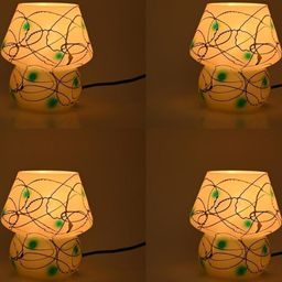SOMIL Yellow 4 Piece Printed Glass Cylindrical Shaped Table Lamp-image-10