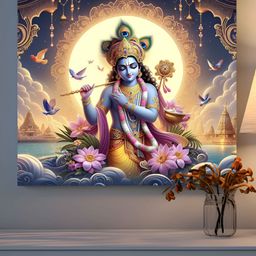 SAF Blue & Gold-Toned 1 Piece Wood Religious Wall Paintings-image-41