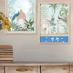 Kotart Sea Green & Brown 2 Piece Birds and Animals Wooden Wall Arts-picture-23