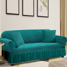 Aura Teal 2 Pieces L-Shaped Sofa Cover With Arms-image-21