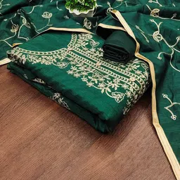 LeeliPeeri Designer Floral Embroidered Thread Work Unstitched Dress Material-image-36