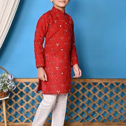 NFC CREATION Boys Floral Printed Regular Kurta with Pyjamas image 3