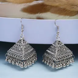 Anouk Set Of 2 German Silver-Plated Oxidised Dome Shaped Jhumkas-11
