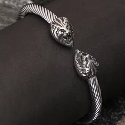 French Accent Men Silver-Plated Cuff Bracelet-image-34