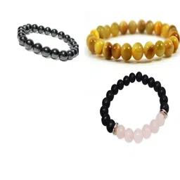 Divine souvenirs Unisex Set Of 3 Artficial Beaded Elasticated Bracelets-58