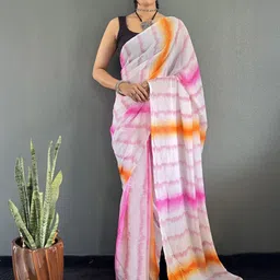 V3 FASHION STUDIO Leheriya Pure Georgette Saree-image-79