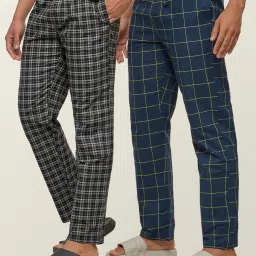 Pack of 2 Checkmate Intellieaze Combed Cotton Checks Men Pyjama-image-36