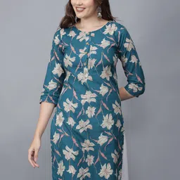 ETRAANA Floral Printed Pure Cotton Round Neck Ethnic Straight Kurta-picture-19