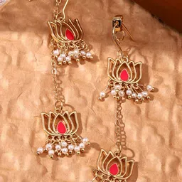 SALTY Pack of 2 Women Serene Pearl Lotus Drops Earring-image-33