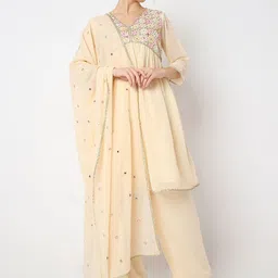 Ethnicity Women Ethnic Motifs Embroidered Regular Mirror Work Kurta with Trousers-image-86
