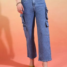 DressBerry Women Comfort Wide Leg High-Rise Light Fade Acid Wash Stretchable Jeans-picture-25