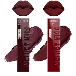krayons Set Of 2 Velvet Kiss Liquid Lipstick - 3.5 ml Each-Burnt Maroon 02-Wow Maroon 09-25