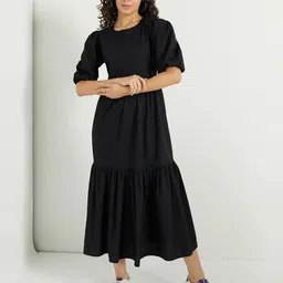 Jash Creation Applique Crepe Fit & Flare Maxi Dress-image-14