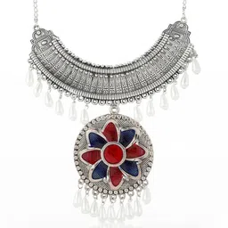 Bhagya Lakshmi Silver-Plated Oxidised Necklace-picture-13