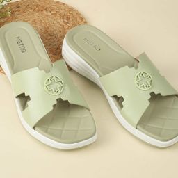 Metro Colourblocked Wedge Sandals with Laser Cuts-image-57