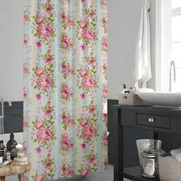 ArtzFolio Green & Pink Floral Printed Waterproof Shower Curtain-image-98