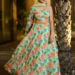 Warthy Ent Printed Semi-Stitched Lehenga & Unstitched-image-28