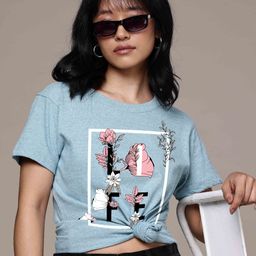 Moda Rapido Women Floral Printed Round Neck T-shirt-picture-2