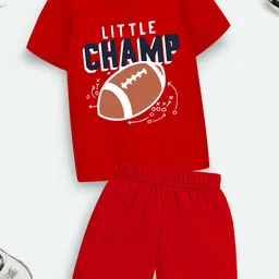 YK X Trampoline Kids Printed T-shirt with Shorts-image-53
