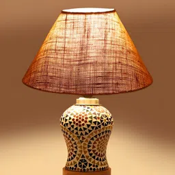Devansh Beige Wood Traditional Abstract Shaped Table Lamp-11