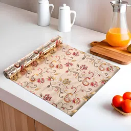Myntra Elegant Homes Gold-Toned & Pink Floral Printed Shelf Liner Organiser-44
