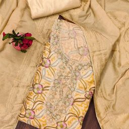 SAINOOR Floral Embroidered Organza Semi-Stitched Dress Material-image-75