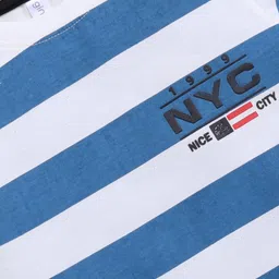 Ginie Boys Typography & All Over Stripe Printed Breathable Tshirt image 2