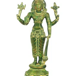 Exotic India Green & Grey Lord Vishnu Religious Idol Showpiece-image-51