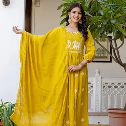 RAABA Embroidered Kurta & Palazzo With Dupatta Set-44
